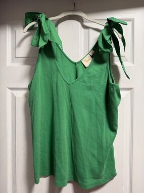 Maeve Green Tie-Strap V-Neck Tank